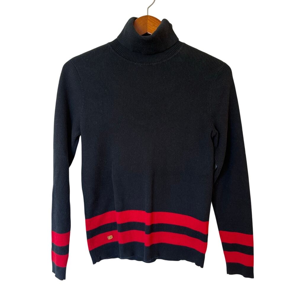 Ralph Lauren Turtleneck Long Sleeve Sweater Black Label Striped Women's Size XL